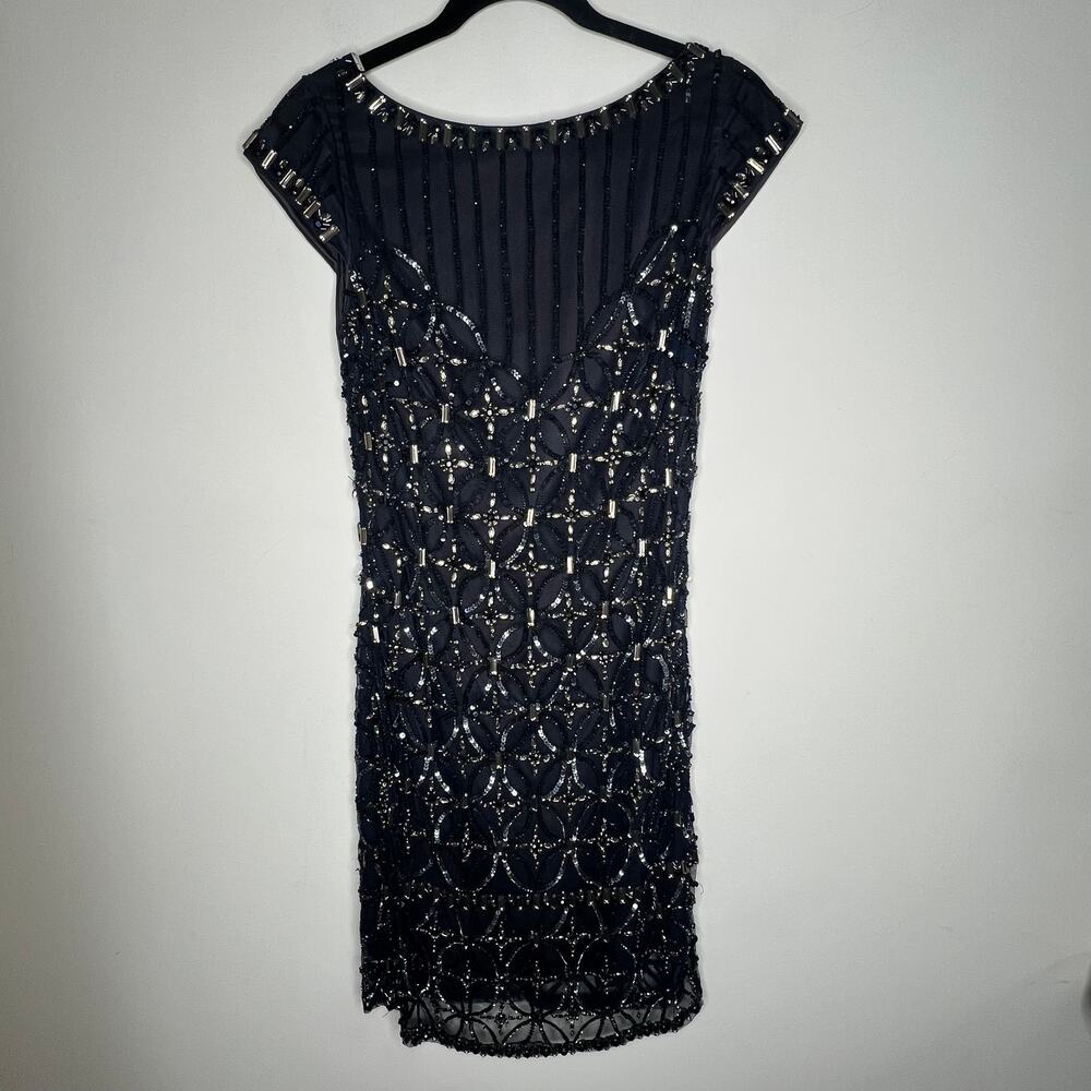 Kay Unger Navy Sequin Mini Dress Size 6 - Picture 2 of 11